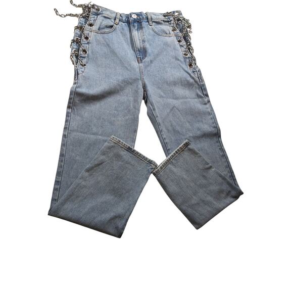 N1 Los Angeles Chain Denim Jeans Womens Medium Punk Grunge Style Edgy Skater - Picture 3 of 16